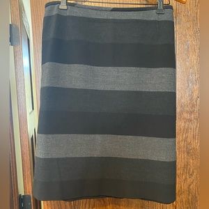 Tahari pencil skirt, black and grey striped, size 16